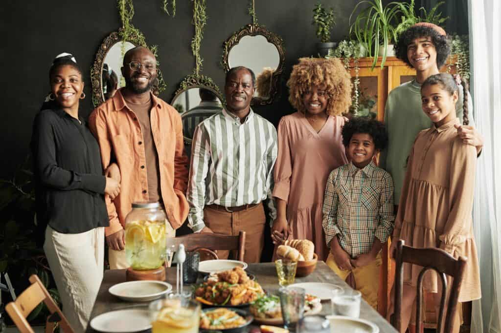 African big family at home party